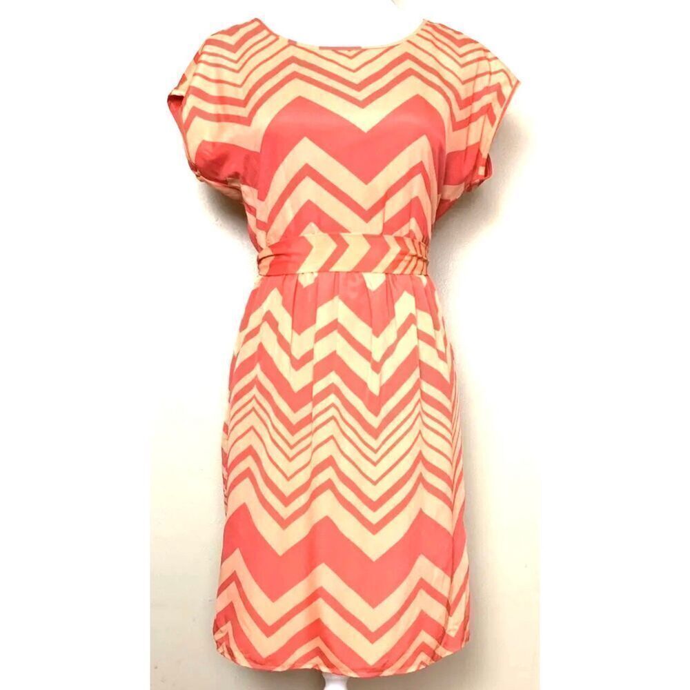 Outback Red ~ Orange Chevron Stripe Blouson Dress At / Above Knee Women Size 4